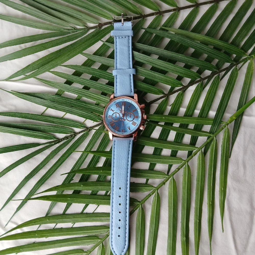 New Light Blue Geneva Platinum Watch
